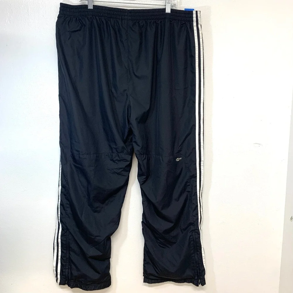 Vintage Adidas Track Pants  Men 2X Black White 3 Stripe  Ankle Zip Y2K Retro